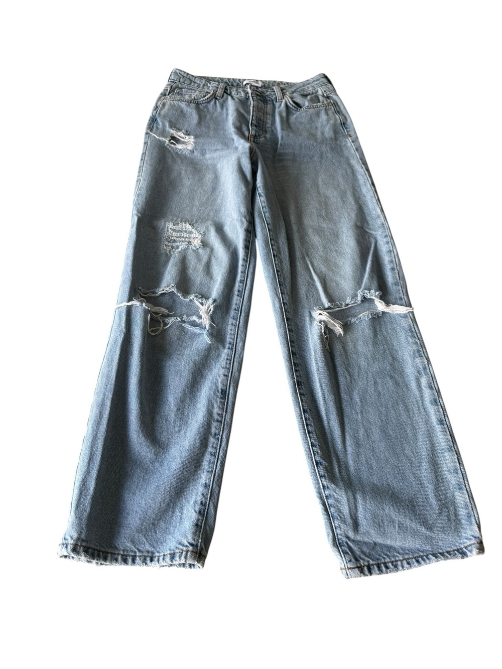 Forever‎ 21 Light Wash Distressed Straight Leg Jeans